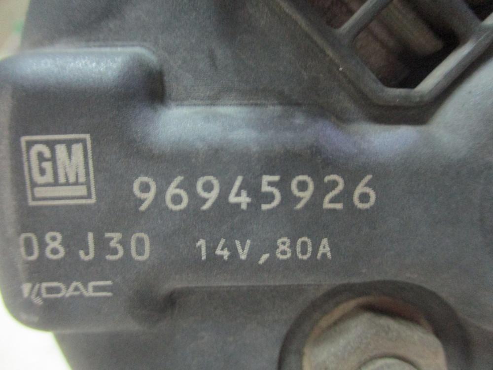 96945926 ALTERNATORE DI CORRENTE MOTORE CHEVROLET AVEO 1.2 ANNO 2009 B12D1